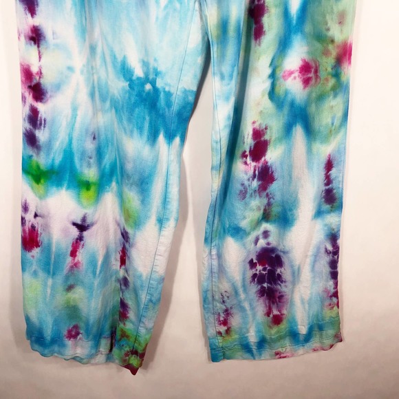 Rainbow Yoga Love Tree Large Pants Tie Dye Handmade Blue‎ Purple Lounge 539 - Picture 12 of 12